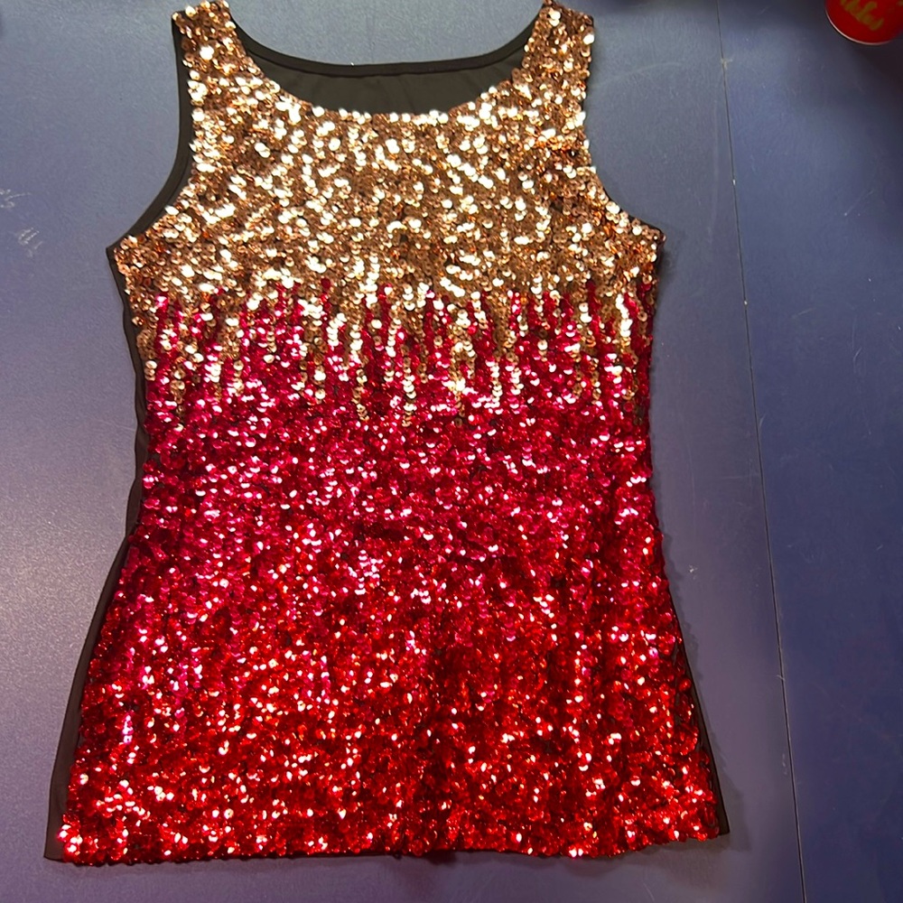 Pink & Gold Sparkly Sequin Tank Top